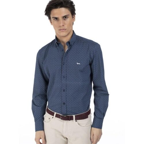 Harmont & Blaine - Camicia Uomo Cravatteria Fantasia Blu Marino Navy CRG026011779M