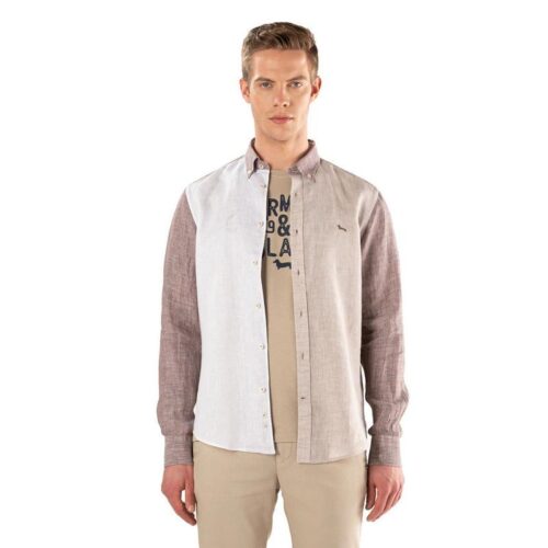 Harmont & Blaine - Camicia Uomo Patch Color Block Beige CRH855010883M