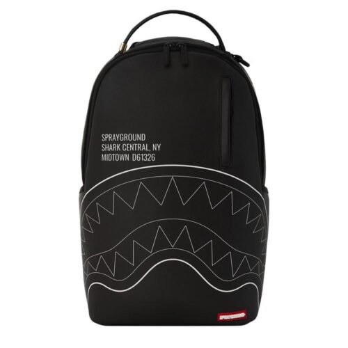 SPRAYGROUND SHARK CENTRAL SOLID BLACK WHITE LINE SHARK - 910B6366NSZ