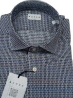 XACUS - CAMICIA MICROFANTASIA TABACCO-BLU AZZURRA