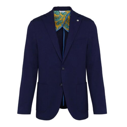 MANUEL RITZ - GIACCA IN JERSEY DI COTONE PIQUET BLU