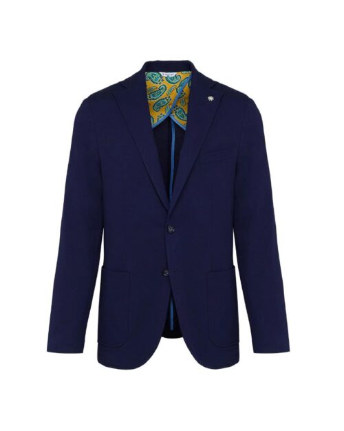 MANUEL RITZ - GIACCA IN JERSEY DI COTONE PIQUET BLU