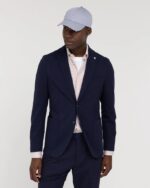 MANUEL RITZ - GIACCA IN JERSEY DI COTONE PIQUET BLU