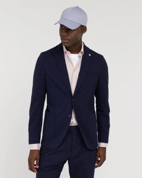 MANUEL RITZ - GIACCA IN JERSEY DI COTONE PIQUET BLU