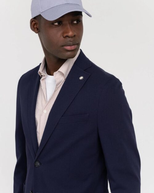 MANUEL RITZ - GIACCA IN JERSEY DI COTONE PIQUET BLU