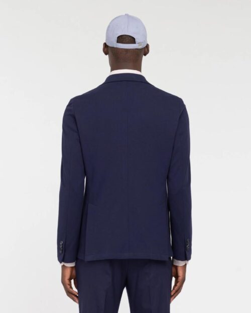 MANUEL RITZ - GIACCA IN JERSEY DI COTONE PIQUET BLU