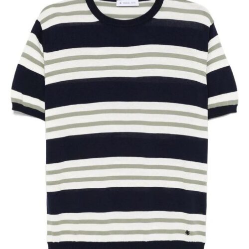 MANUEL RITZ - T-SHIRT IN MAGLIA CON FANTASIA A RIGHE