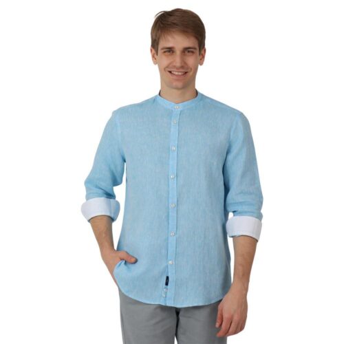 HARMONT&BLAINE - CAMICIA UOMO IN LINO COL. COREANA