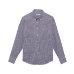 MANUEL RITZ - CAMICIA UOMO BOTTON DOWN DAMIER DI COTONE BLU