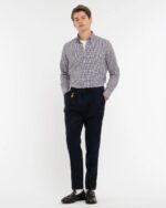 MANUEL RITZ - CAMICIA UOMO BOTTON DOWN DAMIER DI COTONE BLU