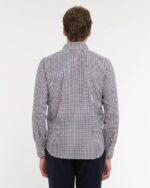 MANUEL RITZ - CAMICIA UOMO BOTTON DOWN DAMIER DI COTONE BLU