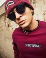SPRAYGROUND - FELPA UOMO SP805GBRDX LIGHTNING SHARK CREWNECK BORDEAUX