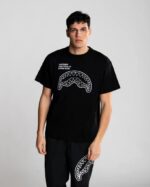 SPRAYGROUND - T-SHIRT UOMO SP831BLK SHARK CENTRAL NEW REGULAR T-SHIRT BLK