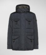 PEUTEREY - AIPTEK NBE 03 FUR FIELD JACKET IN TAFFETAâ€™ CON CAPPUCCIO IN PELLICCIA