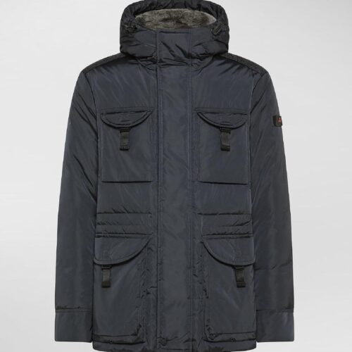 PEUTEREY - AIPTEK NBE 03 FUR FIELD JACKET IN TAFFETAâ€™ CON CAPPUCCIO IN PELLICCIA