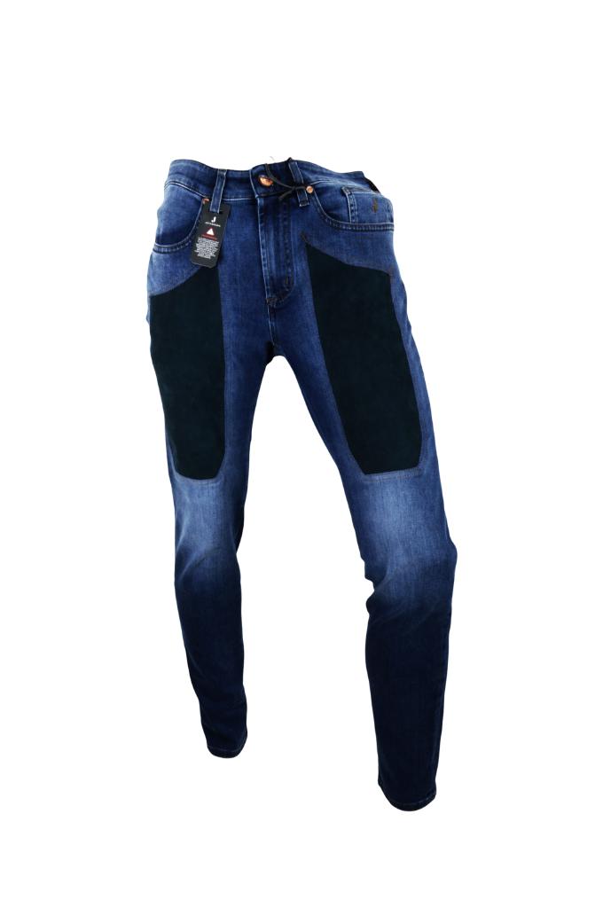 JECKERSON - JEANS LAVAGGIO MEDIO SLIM FIT CON TOPPA BLU IN ALCANTARA JECKERSON - JEANS LAVAGGIO MEDIO SLIM FIT CON TOPPA BLU IN ALCANTARA
