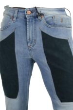 JECKERSON - JEANS LAVAGGIO CHIARO SLIM FIT CON TOPPA BLU IN ALCANTARA