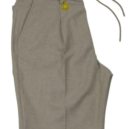 MANUEL RITZ - PANTALONE UOMO MISTO LANA BEIGE CON LACCI