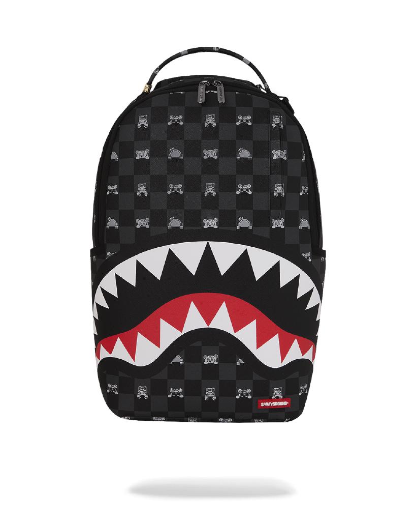 SPRAYGROUND - 910B8872NSZ - GRAY PEEKING CHARACTER CHECK BACKPACK
