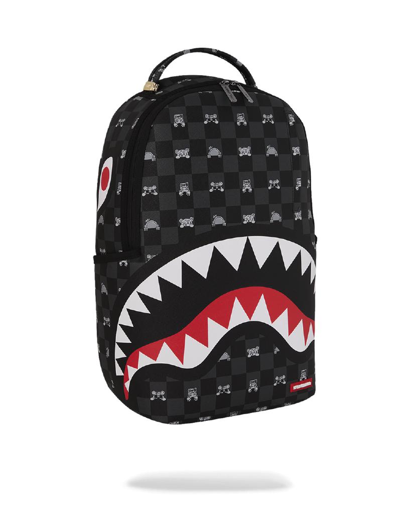 SPRAYGROUND - 910B8872NSZ - GRAY PEEKING CHARACTER CHECK BACKPACK