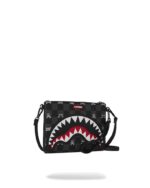 SPRAYGROUND - 910B8915NSZ - GRAY PEEKING CHARACTER CHECK CROSSOVER CLUTCH