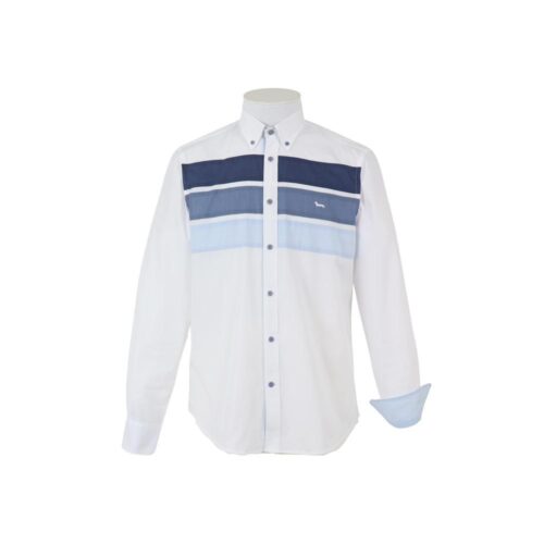 HARMONT&BLAINE - CAMICIA UOMO IN COTONE CON FASCE COLOR BLOCK