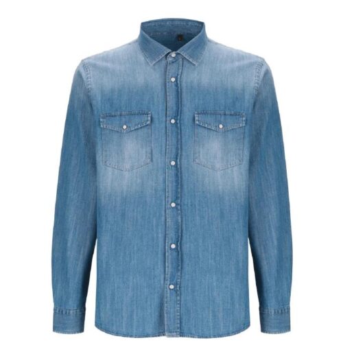 HOMEWARD - CAMICIA DI JEANS BENTON VINTAGE WASH - WESTERN DENIM SHIRT 7.5 OZ