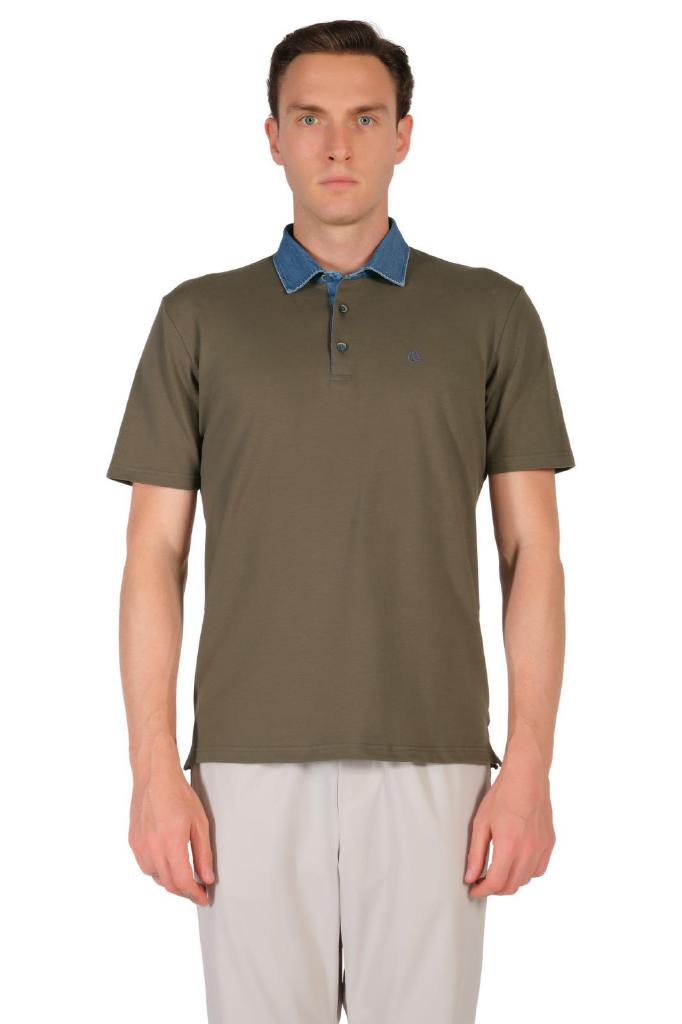 VELA BLU - POLO UOMO V26405 CON COLLETTO DENIM