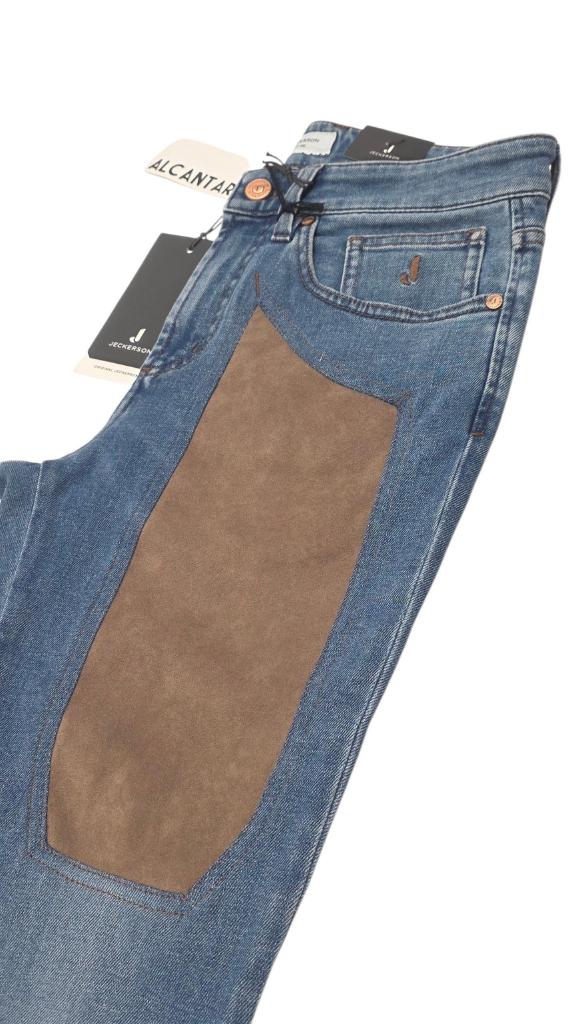 JECKERSON - JEANS UOMO CON TOPPA IN ALCANTARA DENIM MEDIO