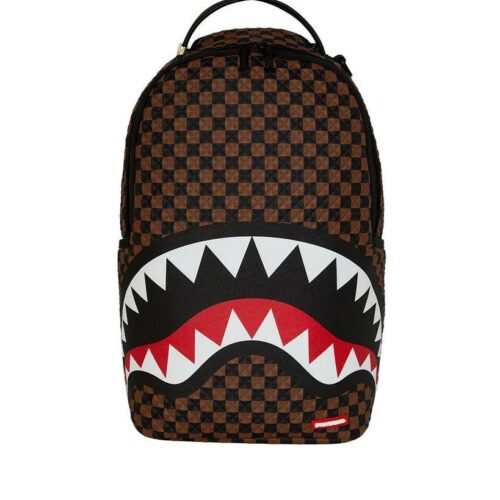 SPRAYGROUND 910B8634NSZ SHARKS IN PARIS WTF BUBBLE BROWN CHECK BACKPACK